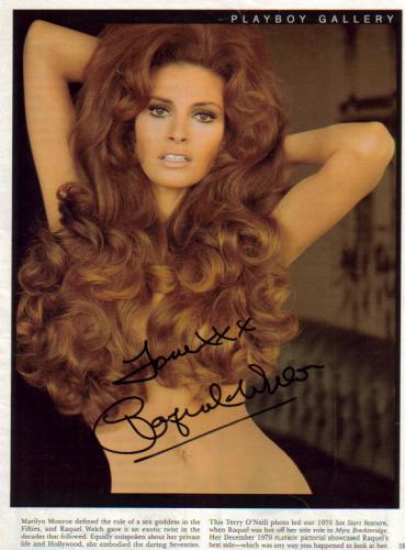 Raquel Welch Young Sexy Autographed'Playboy' Magazine Photo Whew