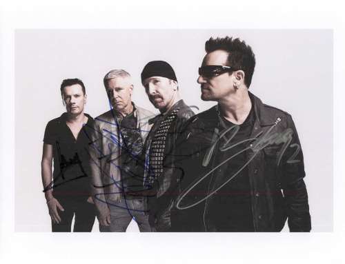 U2 Band Cool Autographed Photo - COA!