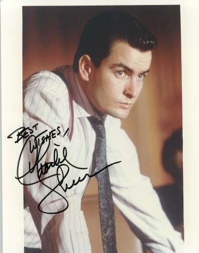Charlie Sheen Young & Handsome Autographed Photo!