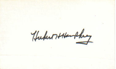 Hubert H. Humphrey Vintage Autographed Index Card!
