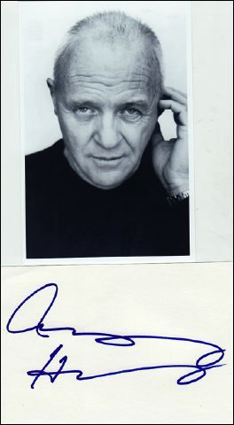 Anthony Hopkins Signed 4X6 Index Card With A 4X6 Unsigned Photo!