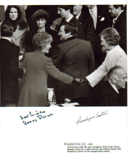 Rosalynn Carter & Nancy Reagan Dual Signed Photo From The Reagan Inauguration - 1981!