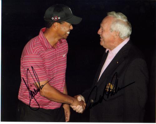 Tiger Woods & Arnold Palmer Awesome Autographed Photo!