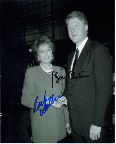 Bill Clinton & Barbara Walters Vintage Autographed Photo - Nice!