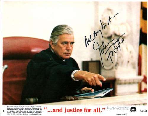 John Forsythe (1918-2010) Autographed Pic from 'And Justice for All'