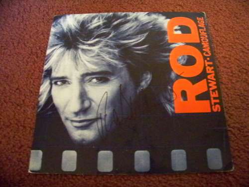 Rod Stewart 'Camouflage' Autographed Album Cover 12x12 Flat